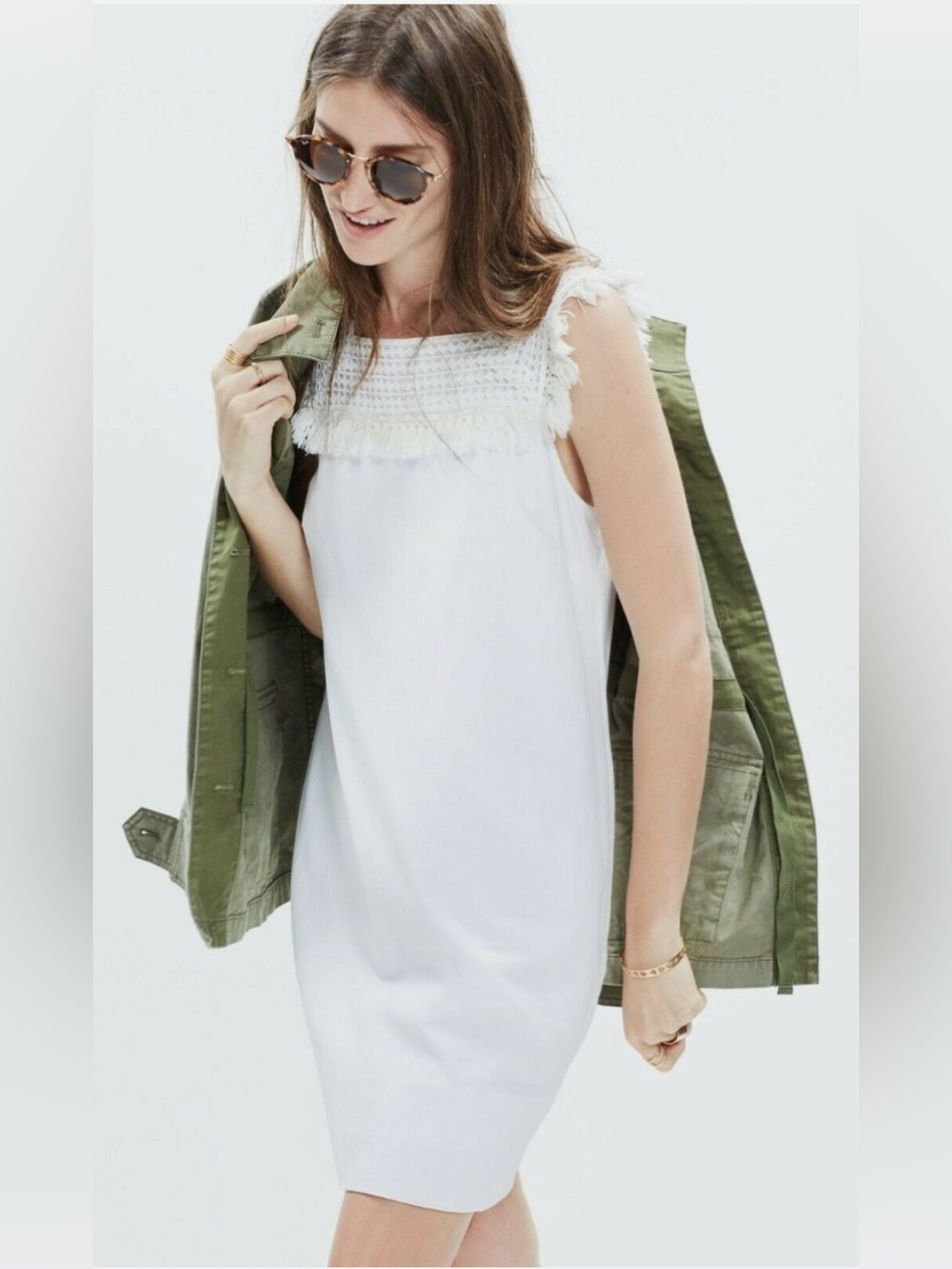 Madewell sundress FRINGE white DRESS.